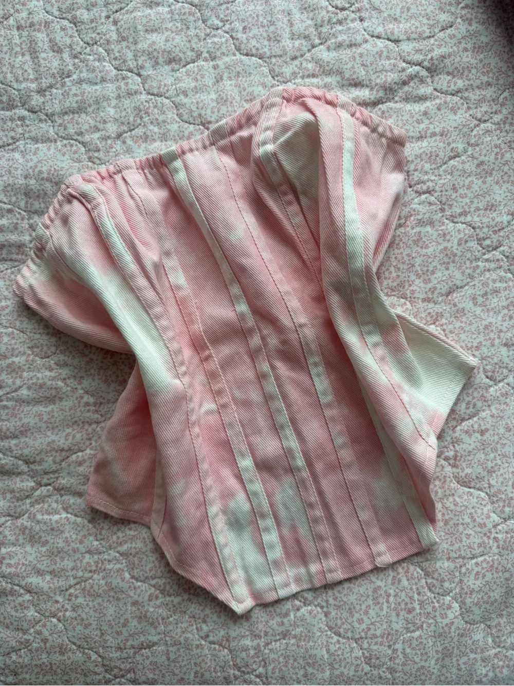 Pink and white corset top